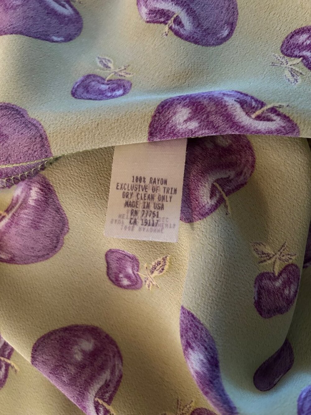 Rare Vintage Betsey Johnson Rayon Gold Purple Apples Dress NWOT - Picture 11 of 12